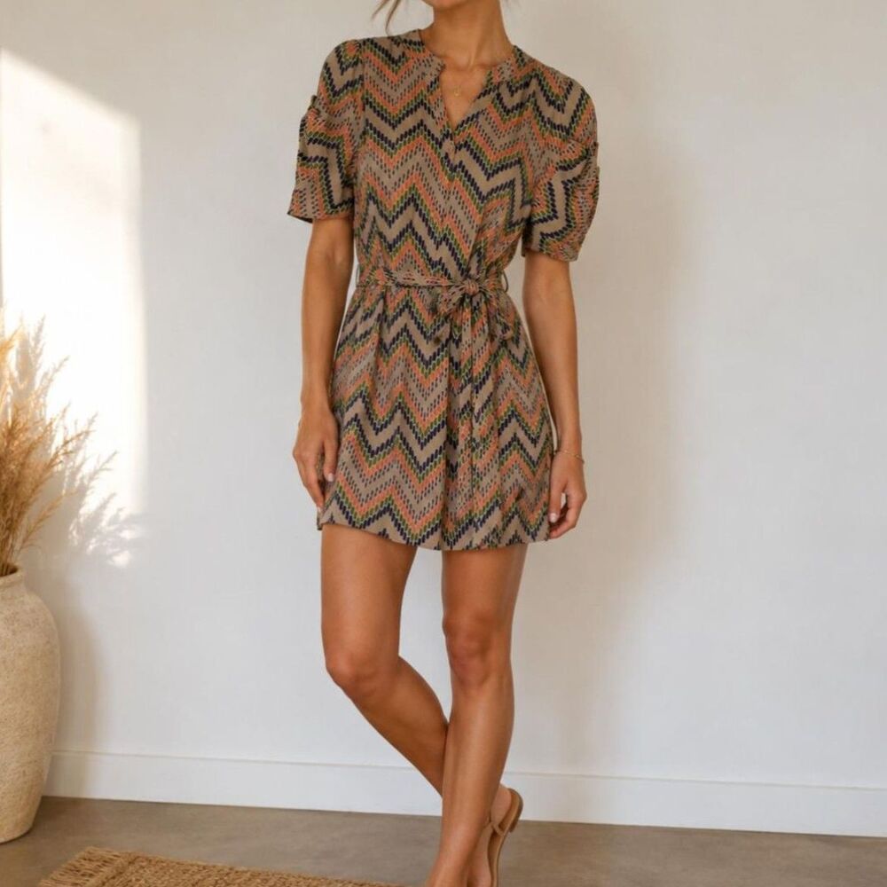 Hot & Delicious Geometric Chevron Mini Dress Boho Trendy Summer Dress